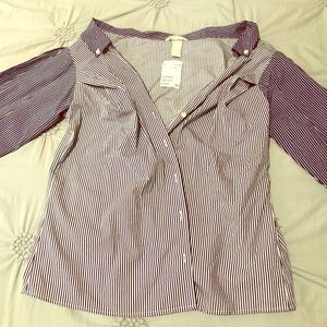 Asymetrical striped off-the-shoulder blouse